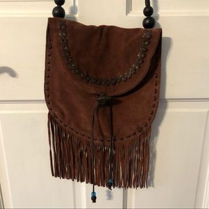 NEW Lucky Brand Suede Fringe Cross Body Bag